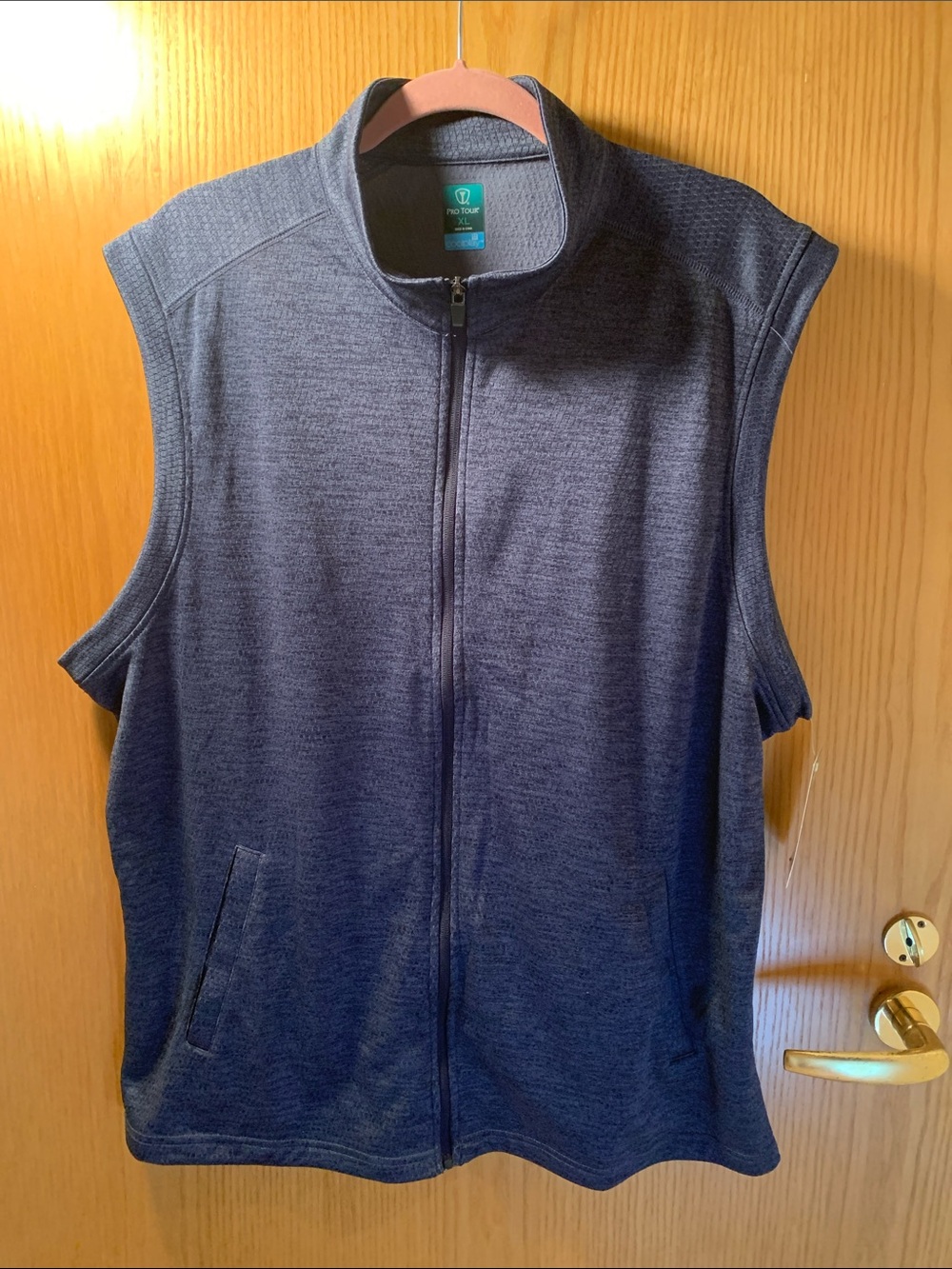 New! Pro Tour Men's Navy Full-Zip Sleeveless Vest